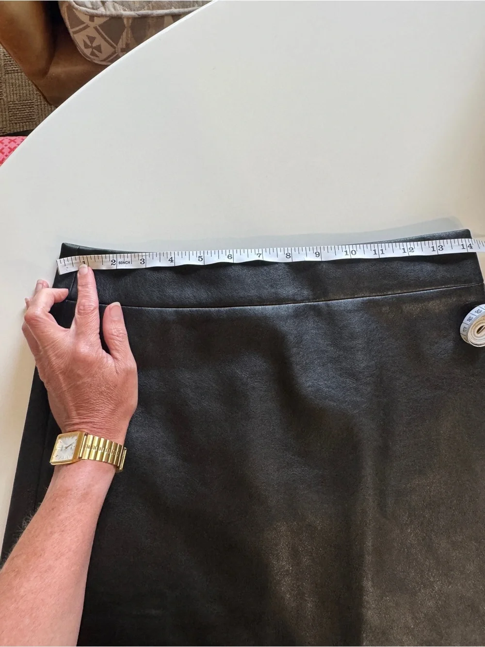 J Crew Black Faux Leather A-Line Skirt